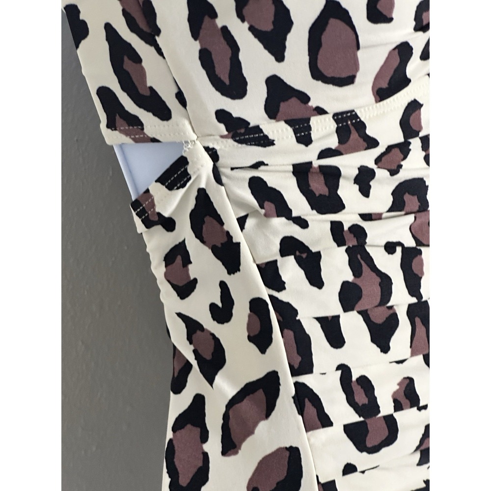 DKNY Women's Bandeau One Piece Swimsuit Size 4 Ivory Brown Black - Picture 3 of 16